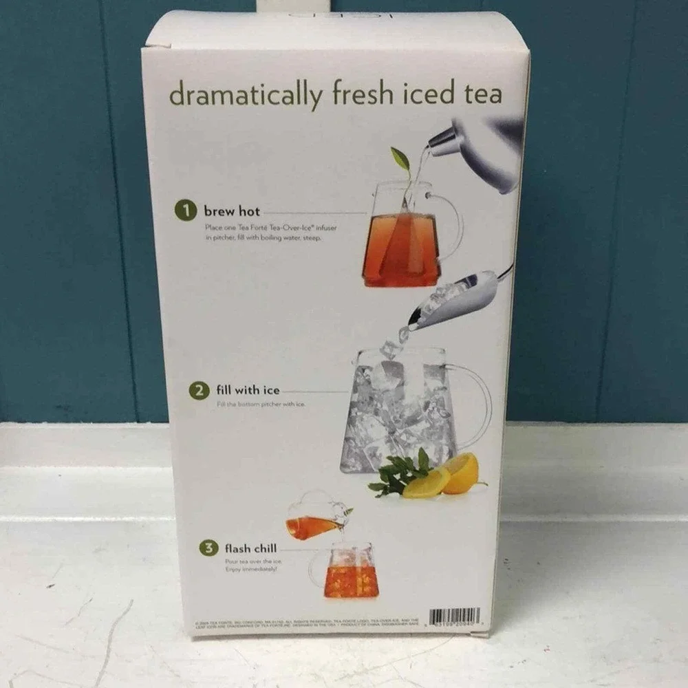 Tea Forte TEA‎ OVER ICE PITCHER SET glass brewing set  NEW
